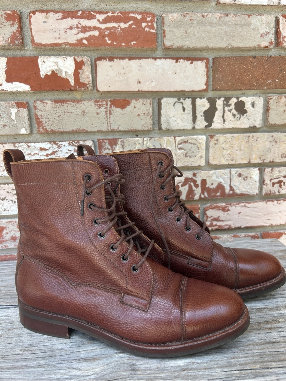Vintage Ralph Lauren Collection Women's 10 Brown Pebbled Leather Cap Toe Boots